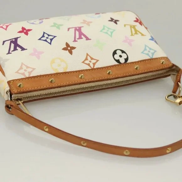 LOUIS VUITTON Multicolor Pochette Accessoires Pouch White M92649 LV Auth 127669V - Picture 6 of 16